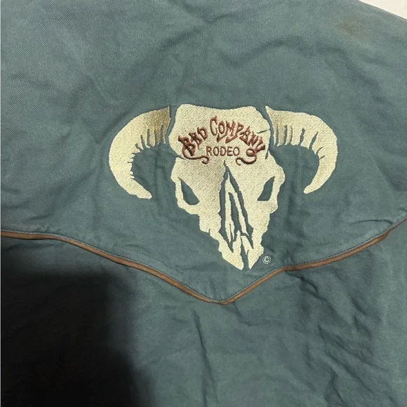 Western Canvas Ranch Vest “Bad Company Rodeo” Three Strays Ranch Brand fits Larg